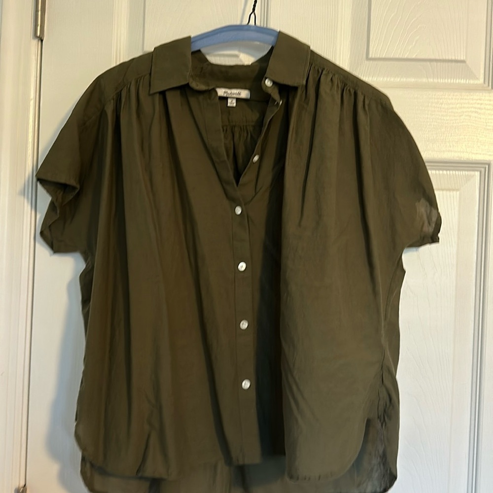 Madewell Button Down Cap-Sleeve Top